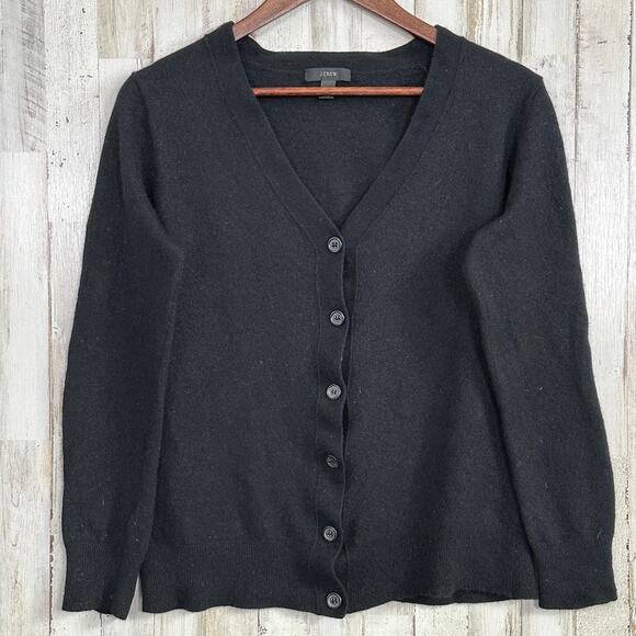 J.CREW Sweaters - J.Crew Wool Cashmere Blend Cardigan Black LG Slim Fit Preppy Academica Neutral